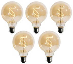 Sada 5 ks E27 Stmievateľná LED žiarovka so špirálovým vláknom G95 4W 270lm 2200K