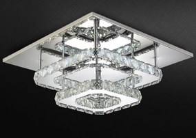 Toolight Toolight, LED 24W kryštálová stropná lampa štvorcová APP410-C, chrómová-zlatá, OSW-65008