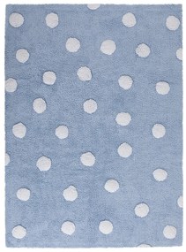 Lorena Canals koberce Pre zvieratá: Prateľný koberec Polka Dots Blue-White - 120x160 cm
