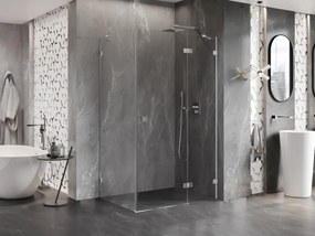 Mexen Lunar, pravostranný výklopný sprchový kút 75 x 90 cm, číre sklo, chrómový profil, 834-075-090-01-00-P