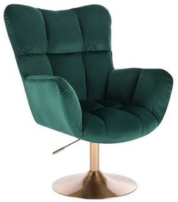 LuxuryForm DESIGN Otočné kreslo AURORA VELUR na zlatom tanieri - zelené