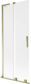 Mexen Velar L, 2-krídlová posuvná vaňová zástena 85 x 150 cm, 8mm sklo námraza, zlatá lesklá, 896-085-003-31-50