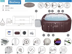 Vírivka Lay-z-Spa Maldives Pro7 2025 jacuzzi WiFi app LED pre 5-7 osôb Bestway 6001U