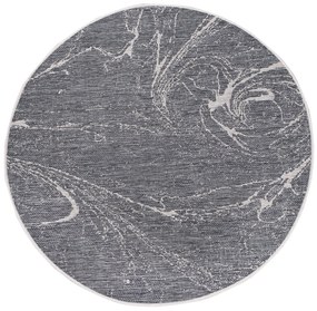 Dekorstudio Obojstranný okrúhly koberec na terasu DuoRug 5733 - sivý Priemer koberca: 120cm
