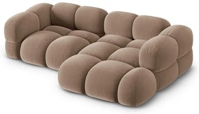 Hnedá zamatová rohová pohovka (pravý roh/s leňoškou) Loretto – Cosmopolitan Design