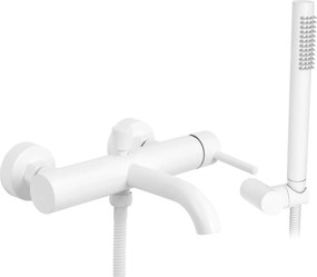 Rea Lungo, nástenná vaňová batéria s ručnou sprchovou súpravou, biela, REA-B8030