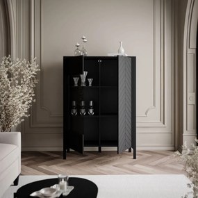 DVOJDVEROVÁ PRESKLENÁ VITRÍNA SALOME ČIERNA 103 cm