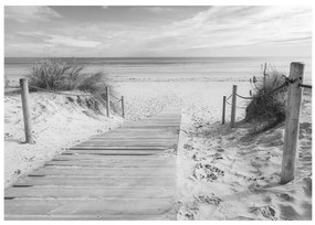 Artgeist Fototapeta - On the beach - black and white Veľkosť: 200x140, Verzia: Premium