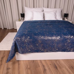 Biante Zamatový prehoz na posteľ Isabela IBL-005 Gold Design kráľovská modrá 140x220 cm