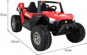 Ramiz Clash batériový kočík pre 2 deti Červený + diaľkové ovládanie + pohon 4x4 + nastavenie sedadla + rádio MP3 + LED