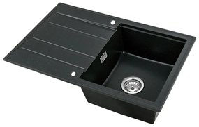 Gamma Modern 8050, 1-komorový granitový drez 790x500x210 mm, čierna so zlatými bodmi, GMA-ZM-8050-GD