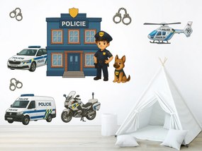 Polícia textilní prelepiteľné nálepky na stenu hárok 46 x 31 cm