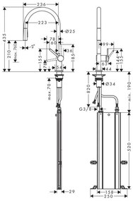 Hansgrohe M54, drezová batéria Talis s výsuvnou spŕškou, sBox, kartáčovaný čierny chróm, HAN-72801340