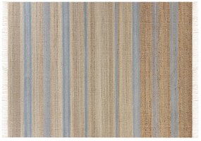 Jutový koberec 160 x 300 cm béžová/modrá TALPUR Beliani