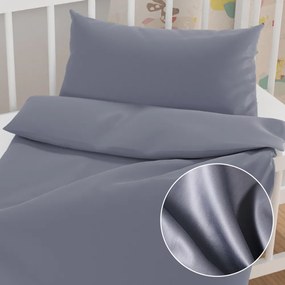 Biante Detské saténové posteľné obliečky do postieľky ST-003 Modrosivé Do postieľky 90x140 a 50x70 cm
