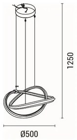 LED Luster na lanku LED/38W/230V 3000K 50x120 cm