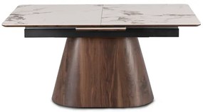 Stôl LUCIANO 160–200 cm Biely mramor / Orech