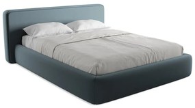 Modrá čalúnená dvojlôžková posteľ s úložným priestorom s roštom 160x200 cm Kiana – Makamii