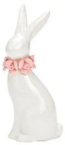 Keramický zajačik ROSE BUNNY 18 cm biely