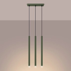 Závesné svietidlo Pastelo, 3x olivové kovové tienidlo, o