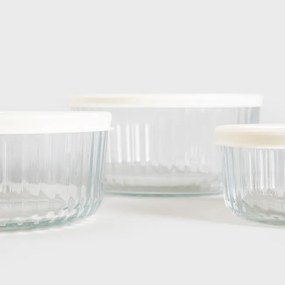 Sada sklenených nádob SCATOLA priesvitná s krémovým viečkom 744419 (4 ks)