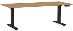 Výškovo nastaviteľný stôl OfficeTech C, 180 x 80 cm, čierna podnož, dub kamenný