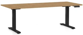 Výškovo nastaviteľný stôl OfficeTech C, 180 x 80 cm, čierna podnož, dub kamenný