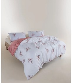 Biele/ružové obliečky na jednolôžko z bavlny Renforcé 140x200 cm Breeze Floral – Mila Home Luxury