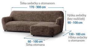 Bielastické poťahy VITTORIA hnedá sedačka s otomanom vpravo (š. 170 - 300 cm)