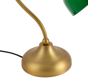 Klasická stolná lampa bronzová so zeleným opálovým sklom - Clerk