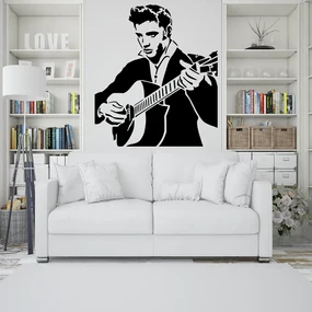 Veselá Stena Samolepka na stenu na stenu Elvis Presley Farba: čierna