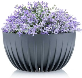 PLASTOVÝ KVETINÁČ STRIPPED ECO 16X30 CM ANTRACITOVÁ
