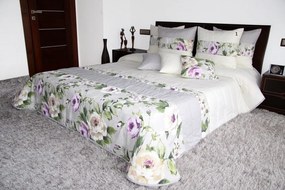 Luxusný prehoz na posteľ sivo krémovej farby s ružami Šírka: 200 cm | Dĺžka: 220 cm