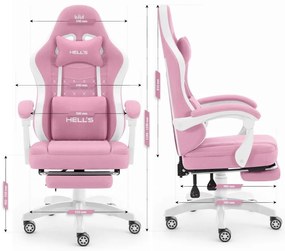 Pohodlná herná a kancelárska stolička HC-1015 s podnožkou - ružová