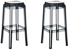 Plastová barová stolička FOX (SET 2 ks) - Čierna transparent