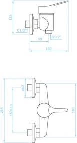 Kuchinox Tibi, nástenná sprchová batéria, chrómová, LAV-BQY_040D
