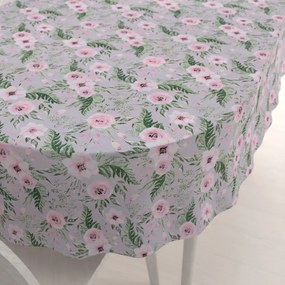 Biante Bavlnený oválny obrus Sandra SA-178 Kvitnúce ruže na sivom 120x140 cm