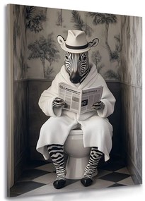 Obraz zebra s novinami na záchode
