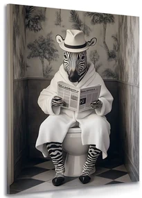Obraz zebra s novinami na záchode