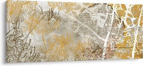 Obraz - Vintage múr s kvetmi (120x50 cm)