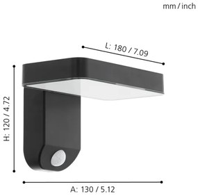 Eglo 98191 -LED Solárne nástenné svietidlo so snímačom PASTION LED/4,5W/3,7V IP44