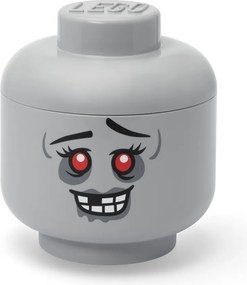 Sivý plastový detský úložný box ø 24x27 cm Head Zombie L – LEGO®