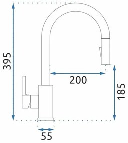 REA-B9146 - Drezová batéria s výsuvnou sprškou FRESH 39,5 cm nikel