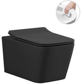 CERANO - Závesná WC misa Forte + UF sedátko, Rimless - čierna matná, CER-CER-538750