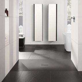 VILLEROY &amp; BOCH Squaro Infinity obdĺžniková sprchová vanička z materiálu Quaryl, v úrovni podlahy/do niky, protišmyk (C), 1300 x 700 x 40 mm, Anthracite, UDQ1370SQI2IV-1S