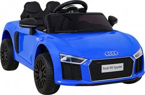 Ramiz Audi R8 batéria pre deti Modrá + Diaľkové ovládanie + EVA + Pomalý štart + MP3 LED