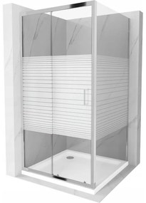 Mexen Apia sprchová kabína, posuvné dvere 100 x 100 cm, pruhy, chrómová + závesný bidet Flat - 840-100-100-01-20-4010