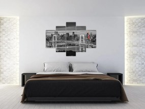 Obraz - Veľkomesto s červenou vežou (150x105 cm)