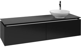 VILLEROY &amp; BOCH Legato závesná skrinka pod umývadlo na dosku (umývadlo vpravo), 2 zásuvky, 1600 x 500 x 380 mm, Black Matt Lacquer, B59700PD