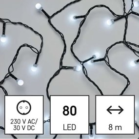 LED Vianočná vonkajšia reťaz 80xLED/13m IP44 studená biela